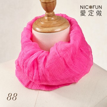 NicoFun 愛定做 花果系33 亮桃紅 柳葉絲 百搭圍脖 圍巾 100%桑蠶絲 真絲silk四季 帽子 圍巾 領巾