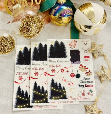 sensiary 聖誕樹插畫透明貼紙 3張