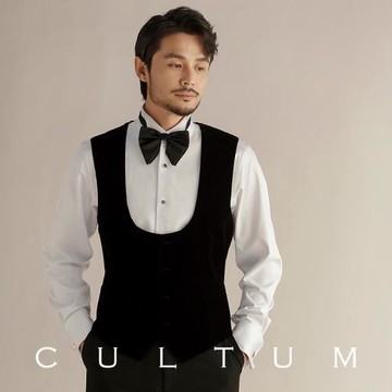 CULTUM 紳士正裝西裝馬夾修身婚禮宴會結婚新郎天鵝絨西服馬甲男