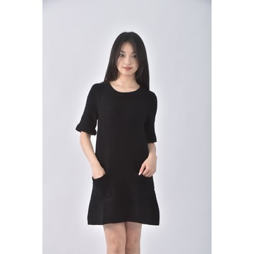 (S) 23区 Vingt trois arrondissements質感圓領黑色洋裝二手衣