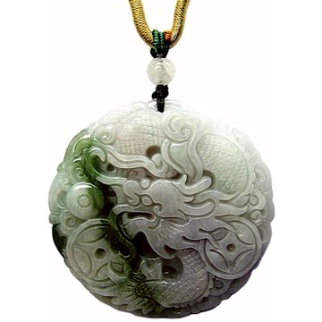 【小樂珠寶】淡紫羅蘭帶綠平安龍牌 天然A貨翡翠玉石吊墜子項鍊AA24