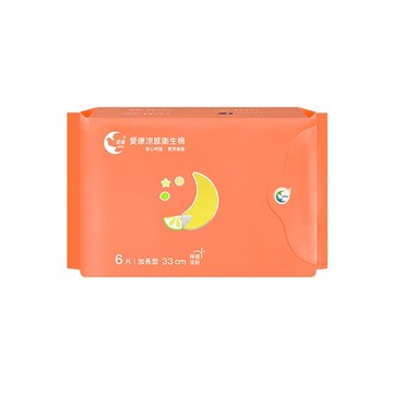 愛康涼感衛生棉 加長型33cm 6片(檸橙派對)