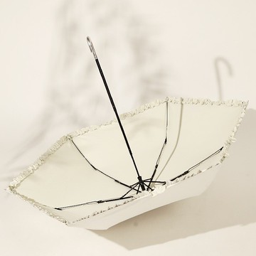 浮羽遮陽傘三折彎柄彩膠蕾絲邊輕便粉嫩少女心袋易掛太陽傘晴雨傘