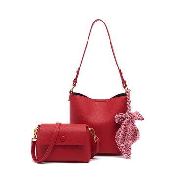 高級感紅色新娘婚包大容量子母水桶包女百搭斜挎包2024新款手提包