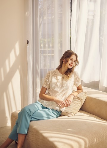 溫柔靜謐柔彩修身九分褲