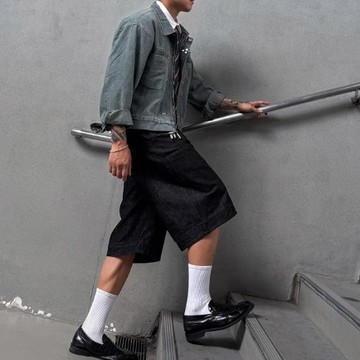 【20ss_select】韓國 立體剪裁單寧七分牛仔褲 七分褲 短褲 丹寧褲 牛仔褲 男生短褲 夏季短褲 短褲男 穿搭