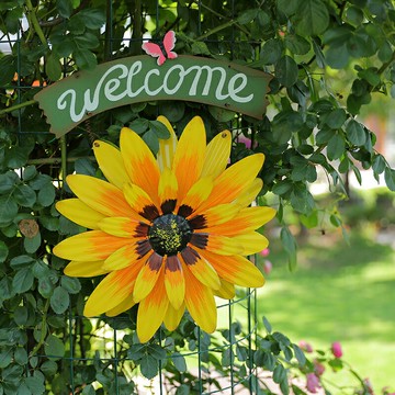 歡迎光臨入戶門掛件鐵藝掛牌提示森林主題裝飾森系雛菊空中掛飾