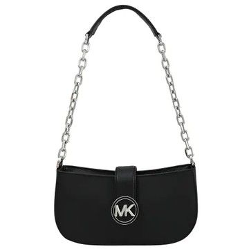MICHAEL KORS CARMEN 金屬LOGO鍊條防刮肩背包.黑