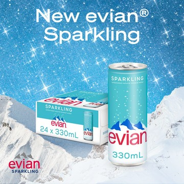 evian 【evian依雲】氣泡礦泉水(鋁罐330mlx24入) 兩箱
