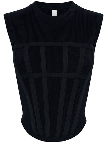 Dion Lee - ribbed corset tank - women - Organic Cotton/Elastane - M - Black