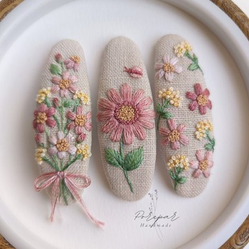 髮夾, 雛菊髮夾, 布藝髮夾, 可愛髮夾, 手工髮夾