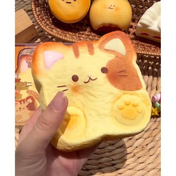 忙吃喵喵吐司慢回彈🫶🏻三花貓吐司 一按一個坑 squishy 軟軟 木吉慢回彈 可愛不打烊捏捏
