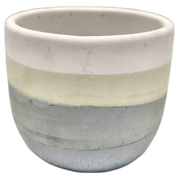 大圓底水泥盆 條紋裝飾  11.8cm x 9.8cm  油墨山嵐  1個