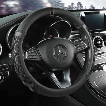 2023年菱形皮革方向盤套汽車方向盤套皮車載防滑手把套四季通用