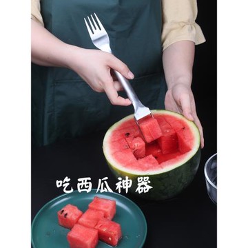不銹鋼切西瓜塊神器切塊切丁分割器家用吃瓜叉勺切瓜工具挖取肉器