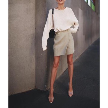 pepamack 針織上衣女套頭圓領寬松顯瘦單穿百搭氣質 博主同款自制