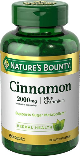 Nature's Bounty Cinnamon plus Chromium 2000 mg - 60 Capsules