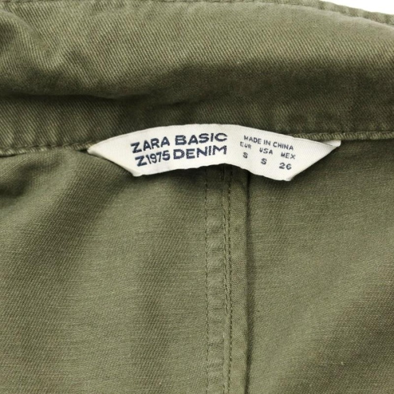 中古】ザラ ZARA コットン ミリタリージャケット ミリタリーグリーン