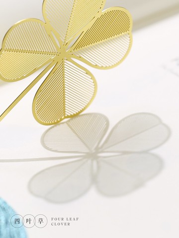 精致鏤空創意黃銅金屬葉脈書簽文創小禮品 古典中國風小清新四葉草學生用簡約精美可愛古風畢業禮物定制刻字