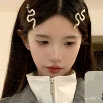 臺灣出貨📦闇黑風酷辣少女髮飾銀色蛇形髮夾一字夾歐美氣質劉海夾潮