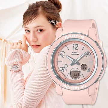 CASIO BABY-G 水晶緞帶雙顯計時錶/粉紅/BGA-290RA-4A