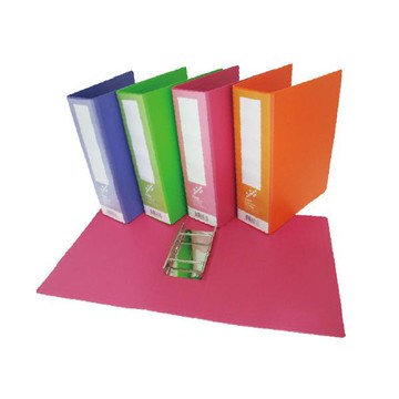 同春TON CHUNG 繽紛布紋系列 A4二孔管夾70mm(F66350)橘色