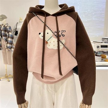 【巴黎精品】現貨+預購 法式長袖針織衫上衣毛衣寬鬆大碼百搭休閒女裝-抽繩連帽撞色女上衣4色a1lg63