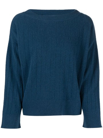 Pringle of Scotland - ribbed wide-neck jumper - women - Cashmere/Wool - L - Blue