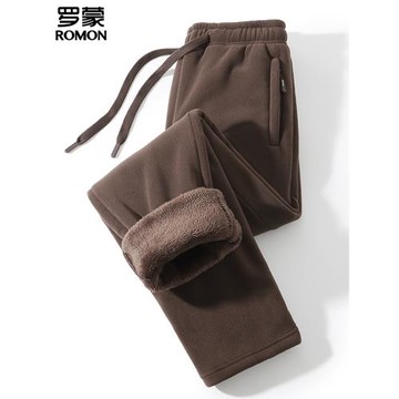 羅蒙加絨褲子男秋冬防寒保暖羊羔絨加厚休閑褲新款運動褲男士冬季