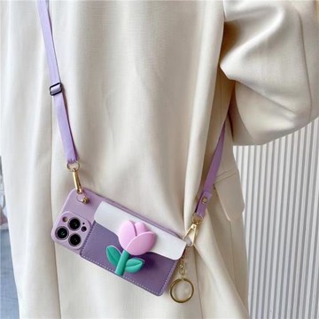 郁金香花朵零錢包oppoa9手機殼A7x可放卡A11s背斜挎掛繩A52小眾清新a59s女款oppoA8硅膠A83a79防摔A3/A5套A35