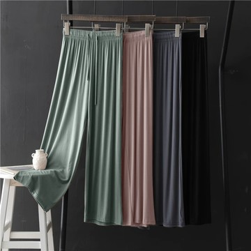 胖胖美依 休閒褲 長褲 居家褲  莫代爾高腰寬鬆長褲夏季家居褲大碼透氣睡褲外穿休閒褲拖地褲子-6681.