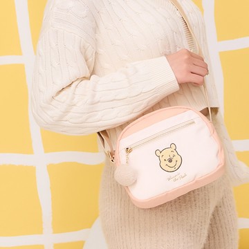 【Disney】小熊維尼棉花糖-側背包-米 PTD23-D7-61BG