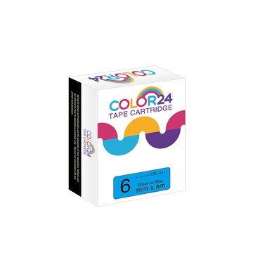 Color24 for Brother TZ-511 / TZe-511 藍底黑字相容標籤帶(寬度6mm)