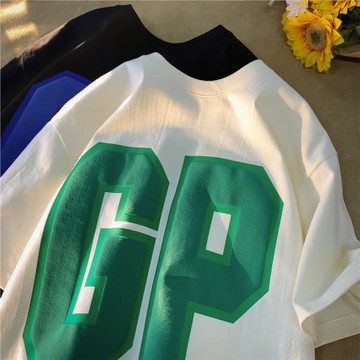 260g重磅字母短袖t恤男夏季青少年美式潮牌潮流寬松情侶半袖衣服