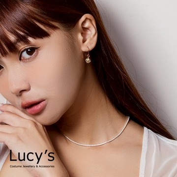 【Lucy's】垂墜小方鑽 耳勾耳環 (五色) (1090)