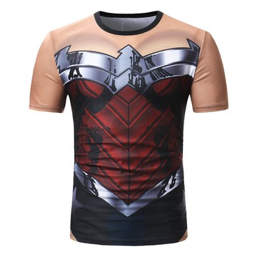 FINDSENSE H1 2018 夏季 新款 創意設計 鋼鐵俠圖案 印花 休閒 圓領 紅色 T恤 潮流 時尚 男