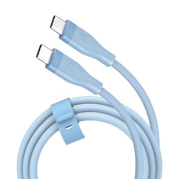 j5create USB-C 60W彩色軟糖 液態矽膠 極速PD快充 超柔軟筆電手機充電線 100cm  JUCX17C (迷濛藍)