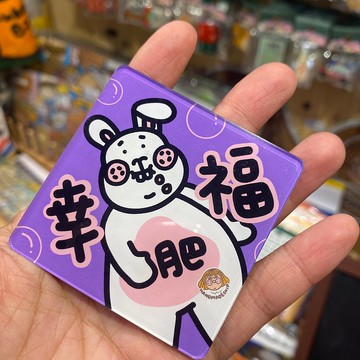 兔兔方形磁石 - 幸福肥