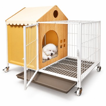 寵物籠/屋 可移動狗別墅 狗圍欄 狗窩 狗屋 狗籠 寵物籠 小型犬 廁所分離 帶抽拉尿便盆 透氣 100*58*66公分
