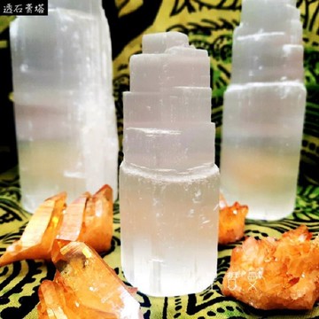透石膏塔10/15/20/25公分高 Selenite 透石膏教堂 移除負面能量與電磁波、設立水晶陣、替水晶充能的好物