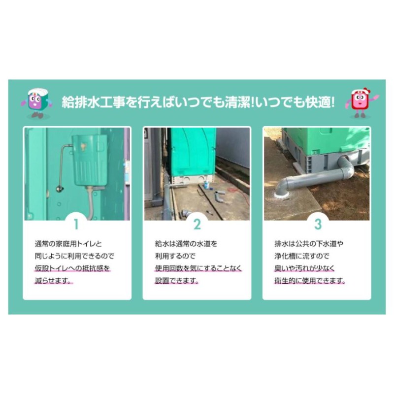 旭ハウス工業 仮設トイレ 水洗式 AUG-FWR+15WS 洋式 壁排水 兼用水洗