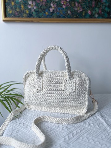 手工鉤織 Mia 手袋手提袋單肩手袋白色針織鈎織編織手