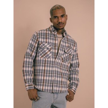 GRAF原創品牌【肘部貼布】長頸鹿小刺繡街頭法蘭絨寬松美式襯衣