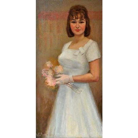 Graduate. Oil on canvas, 124x63 cm Valentina Dauksis (1905-1984) (until 1934 Valentina Andreeva) an artist and ballerina. Fine art Painting Realism