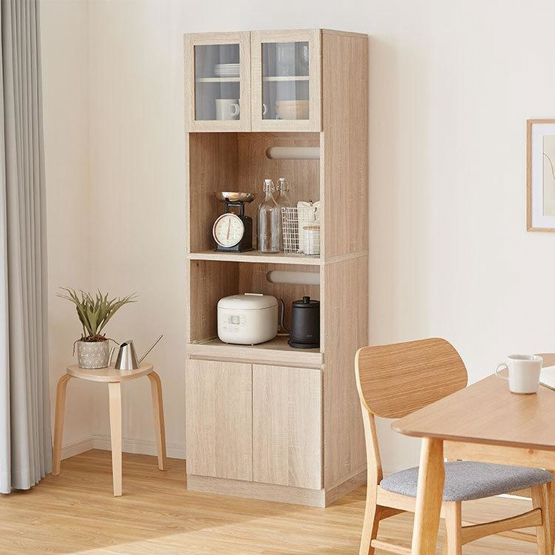 食器棚 おしゃれ コンセント付 キッチン収納 幅約60cm レンジ台