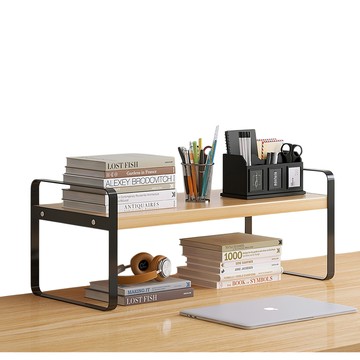 德利生活 可疊加桌面收納架單層 37x24x16.5cm  黑色  1個