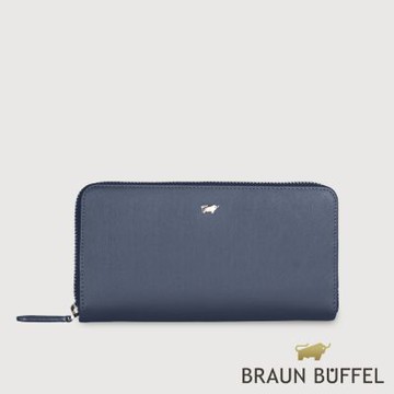 【BRAUN BUFFEL 德國小金牛】台灣總代理 HOMME-M 12卡拉鍊長夾-深藍色/BF306-602-MAR