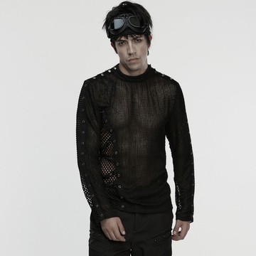 龐克幽體飛行員拼接網格上衣