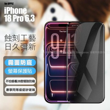 CITY BOSS for iPhone 18 Pro 霧面防窺滿版保護貼