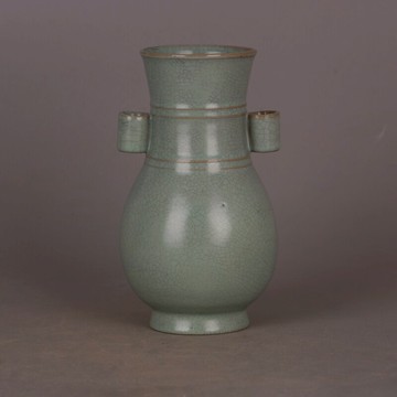 宋 汝窯青釉開片貫耳瓶 仿宋代舊貨瓷器五大名窯軟裝博古架擺件品